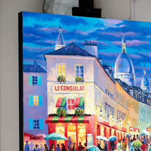 Rainy Night in Paris. Café de Consulate by Stanislav Sidorov |  Side View of Artwork 