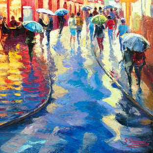 Rainy Night in Paris. Café de Consulate by Stanislav Sidorov |   Closeup View of Artwork 