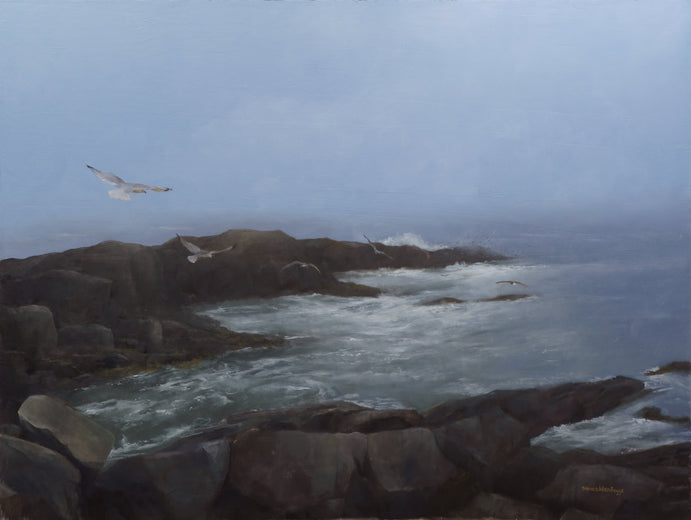 Monhegan Morning - Fog and Seagulls by Steve Boggs |  Artwork Main Image 