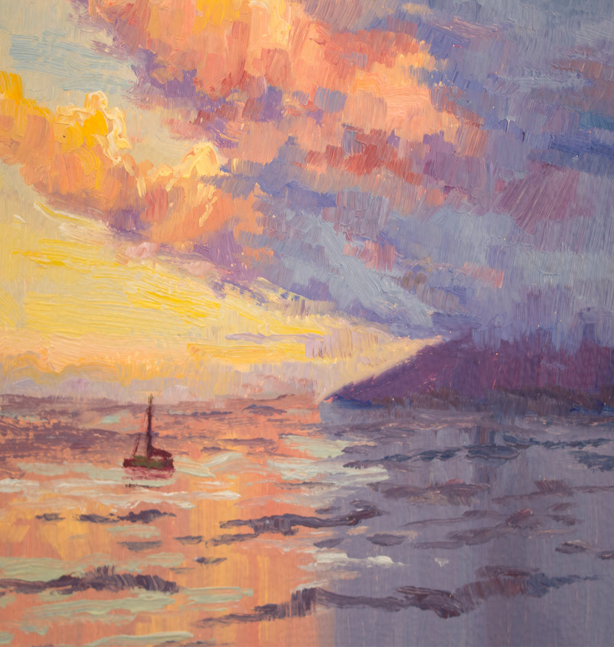 Sunset Sail by Karen E Lewis |  Closeup View of Artwork 