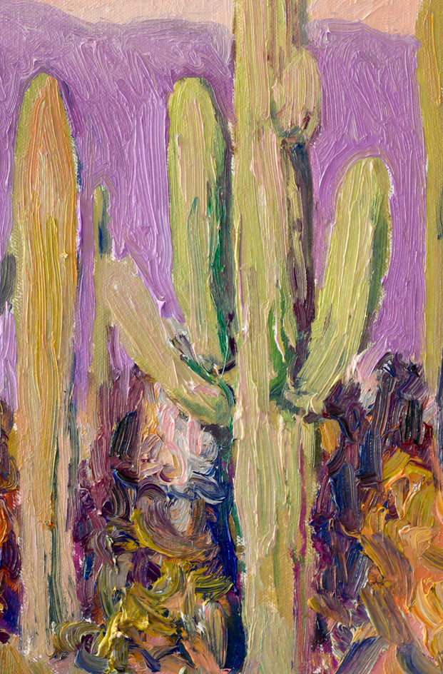 Evening in Arizona, Saguaros by Suren Nersisyan |  Side View of Artwork 