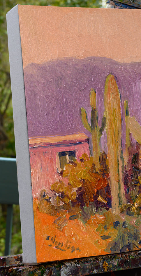 Evening in Arizona, Saguaros by Suren Nersisyan |  Closeup View of Artwork 