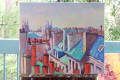 Original art for sale at UGallery.com | Roofs of the City, Paris by Suren Nersisyan | $750 | oil painting | 20' h x 24' w | thumbnail 3