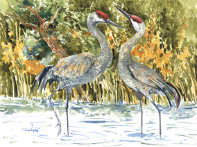 Original art for sale at UGallery.com | A Meeting in the Marsh by Suren Nersisyan | $325 | watercolor painting | 12' h x 16' w