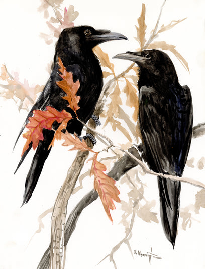 Two Ravens on the Autumn Oak Tree by Suren Nersisyan | Artwork Main Image