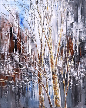 Original art for sale at UGallery.com | Silver Reflections by Tatiana Iliina | $750 | acrylic painting | 20' h x 16' w