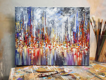Original art for sale at UGallery.com | Sparkling Water by Tatiana Iliina | $750 | acrylic painting | 16' h x 20' w | thumbnail 3