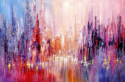 acrylic painting by Tatiana Iliina titled Urban Dreamscape