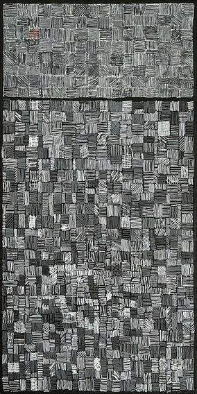 Original art for sale at UGallery.com | Linear Maneuvers by Terri Bell | $650 | acrylic painting | 24' h x 12' w