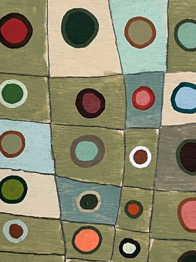 Irregular Grid with Circles by Terri Bell |   Closeup View of Artwork 