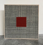 Original art for sale at UGallery.com | Red Square | White Mesh by Terri Bell | $350 | mixed media artwork | 12' h x 12' w | thumbnail 3