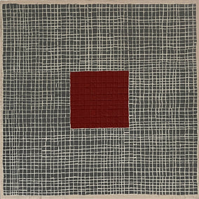 mixed media artwork by Terri Bell titled Red Square | White Mesh