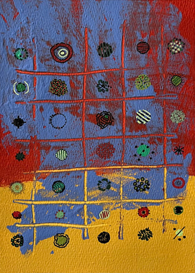 Original art for sale at UGallery.com | Sun Worshipers by Terri Bell | $350 | mixed media artwork | 12' h x 9' w