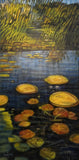 Original art for sale at UGallery.com | Autumn Lily Pond by Theresa Andreas-O'Leary | $800 | mixed media artwork | 20' h x 10' w | thumbnail 1