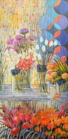 mixed media artwork by Theresa Andreas-O'Leary titled Stem Bar: Pick Your Bouquet II