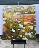 Original art for sale at UGallery.com | Sundrenched Field by Theresa Andreas-O'Leary | $8,100 | mixed media artwork | 48' h x 48' w | thumbnail 3