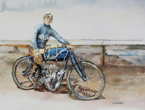 Original art for sale at UGallery.com | Indian Motorcycle by Thomas Hoerber | $575 | watercolor painting | 10' h x 13.25' w