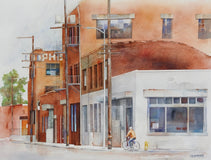 Original art for sale at UGallery.com | Lone Rider by Thomas Hoerber | $900 | watercolor painting | 17.5' h x 23.25' w | thumbnail 1