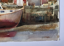 Original art for sale at UGallery.com | Waiting for the Tide by Thomas Hoerber | $825 | watercolor painting | 14' h x 21' w | thumbnail 2