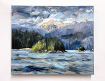 Original art for sale at UGallery.com | Paddling the Bay by Tiffany Blaise | $950 | oil painting | 20' h x 24' w | thumbnail 3
