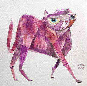 watercolor painting by Timothy Banks titled Fabric Cat