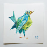 Original art for sale at UGallery.com | Green Apple Bird by Timothy Banks | $275 | watercolor painting | 8' h x 8' w | thumbnail 3