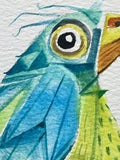 Original art for sale at UGallery.com | Green Apple Bird by Timothy Banks | $275 | watercolor painting | 8' h x 8' w | thumbnail 4