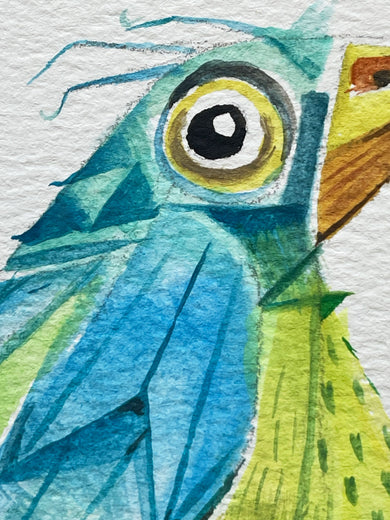 Green Apple Bird by Timothy Banks |   Closeup View of Artwork 