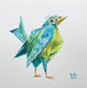 Original art for sale at UGallery.com | Green Apple Bird by Timothy Banks | $250 | watercolor painting | 8' h x 8' w | thumbnail 1