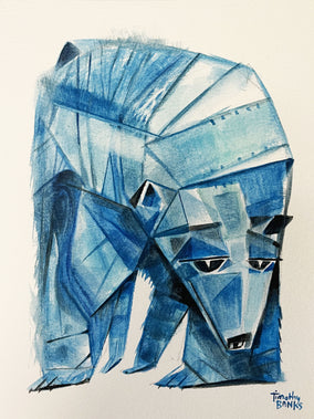 Original art for sale at UGallery.com | Ice Blue Bear by Timothy Banks | $275 | watercolor painting | 8' h x 6' w