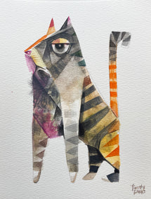 watercolor painting by Timothy Banks titled LayerCake Cat