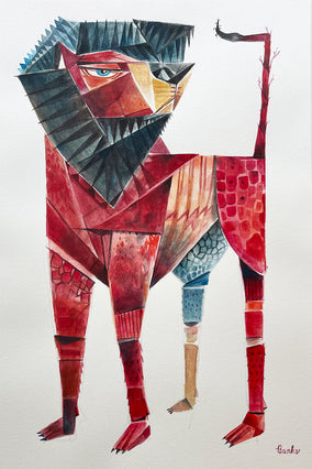 Original art for sale at UGallery.com | Lion Guard by Timothy Banks | $625 | watercolor painting | 18' h x 12' w