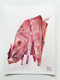 Original art for sale at UGallery.com | Pig by Timothy Banks | $275 | watercolor painting | 8' h x 6' w | thumbnail 3
