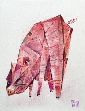 Original art for sale at UGallery.com | Pig by Timothy Banks | $275 | watercolor painting | 8' h x 6' w