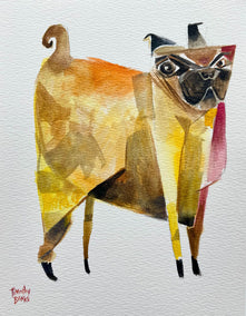 watercolor painting by Timothy Banks titled Pug