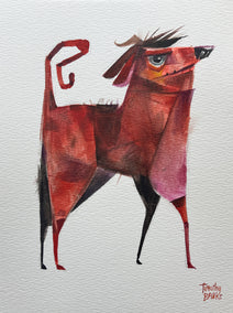 watercolor painting by Timothy Banks titled Red Dog
