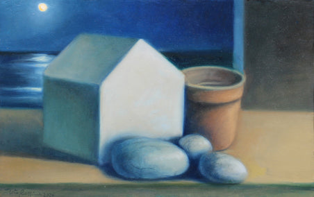 oil painting by Tito Rossini titled Con Tre Pietre