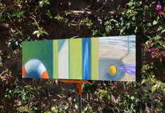 Original art for sale at UGallery.com | Geometrie in Riva Al Mare N. 2 by Tito Rossini | $4,225 | oil painting | 6.5' h x 27.56' w | thumbnail 2