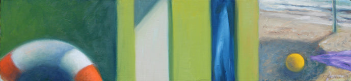 Original art for sale at UGallery.com | Geometrie in Riva Al Mare N. 2 by Tito Rossini | $4,225 | oil painting | 6.5' h x 27.56' w | thumbnail 1