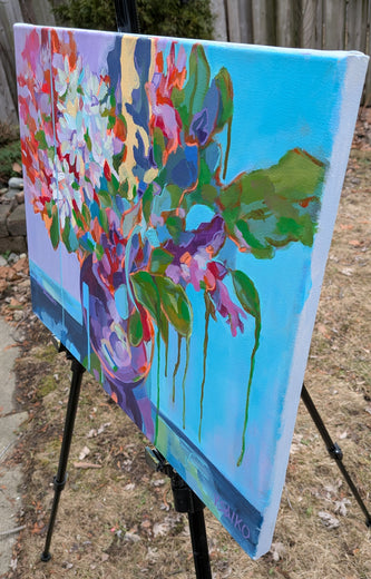 Autumn Flowers and Leaves by Vera Saiko |  Side View of Artwork 