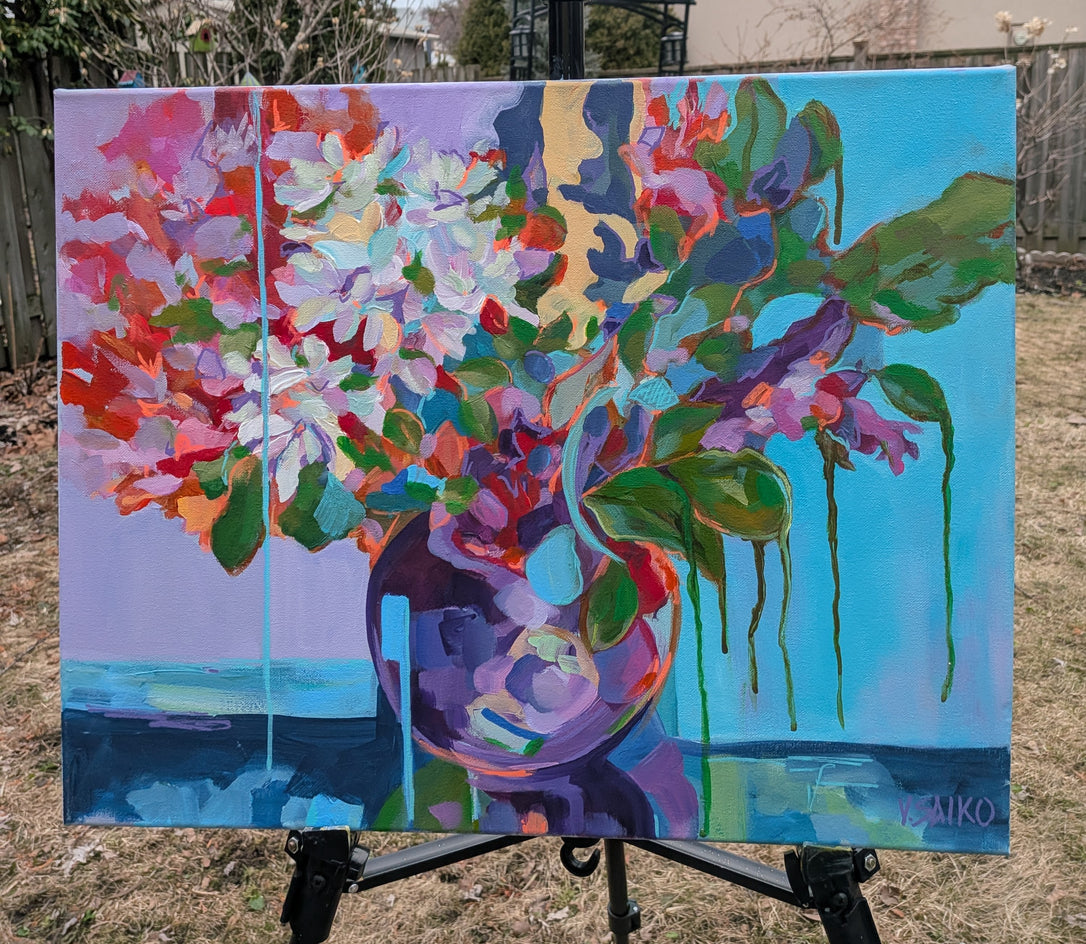 Autumn Flowers and Leaves by Vera Saiko |  Context View of Artwork 