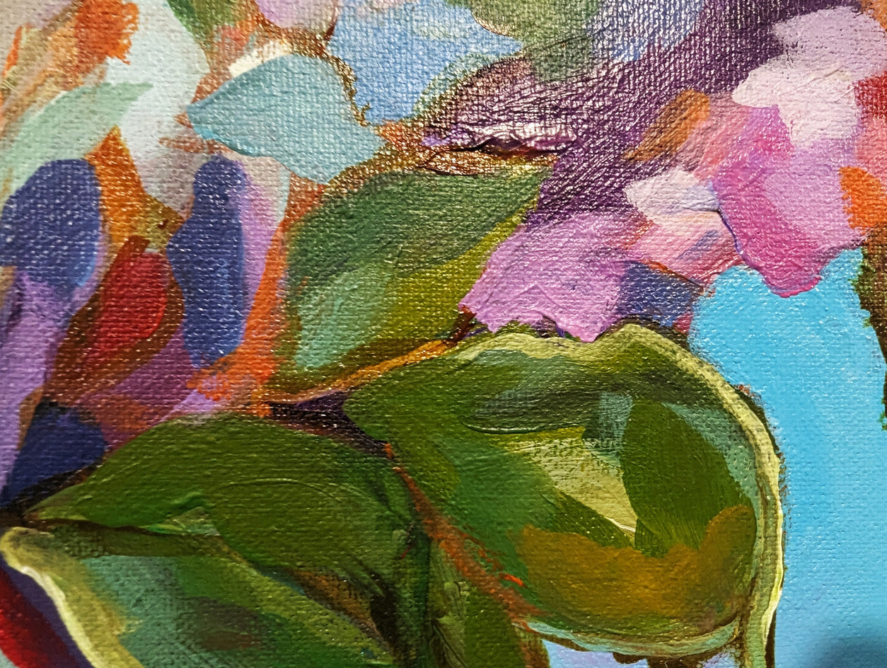 Autumn Flowers and Leaves by Vera Saiko |  Closeup View of Artwork 