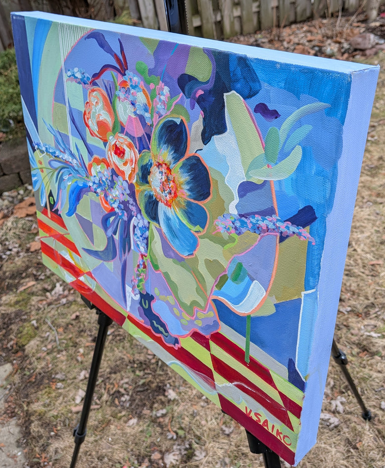 Floral Fusion by Vera Saiko |  Side View of Artwork 