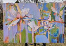 Original art for sale at UGallery.com | Standing Up: Northern Orchids 3 by Vera Saiko | $1,750 | acrylic painting | 24' h x 36' w | thumbnail 3