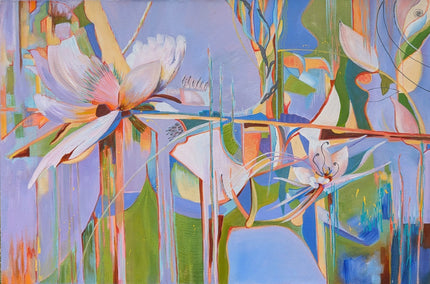 acrylic painting by Vera Saiko titled Standing Up: Northen Orchids 3