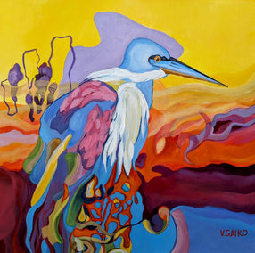 acrylic painting by Vera Saiko titled The Dreambird's Voyage