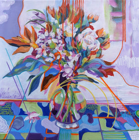 acrylic painting by Vera Saiko titled Vibrant Bouquet