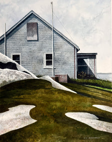 watercolor painting by Vic Roschkov titled Coastal Solitude