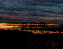 Original art for sale at UGallery.com | Edge of Night by Vic Roschkov | $775 | watercolor painting | 11.5' h x 28.75' w | thumbnail 4