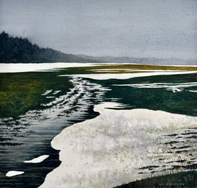 Original art for sale at UGallery.com | Emerging Earth by Vic Roschkov | $750 | watercolor painting | 19.5' h x 20.5' w